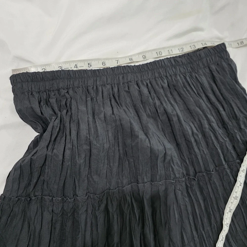 Womens Pleated Maxi Skirt Size XL Black Ren Faire‎ Fairy Victorian Whimsigoth
